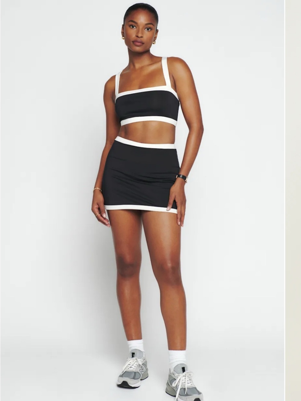Reformation Black and White Adelina Ecomove Two-Piece Set - Picture 2 of 5